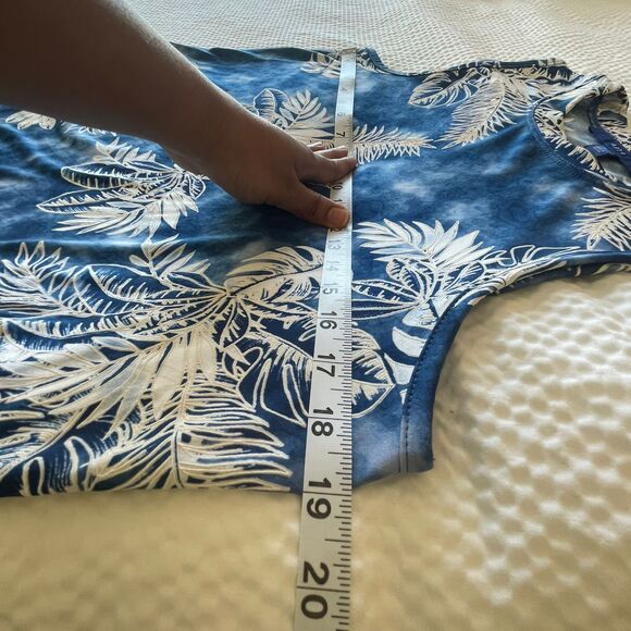 APT 9 Women's Blouse Floral Tank Blue Tshirt Sleeveless Top Size M - Picture 5 of 7